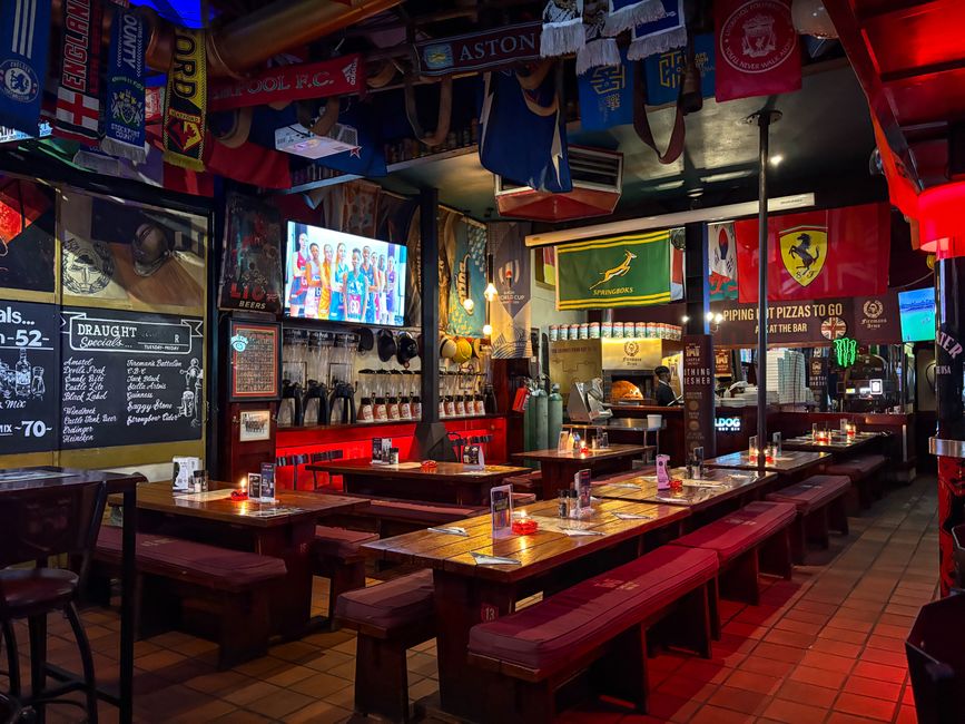 A sports bar with televisions and menu surfaces for testing a live venue migration